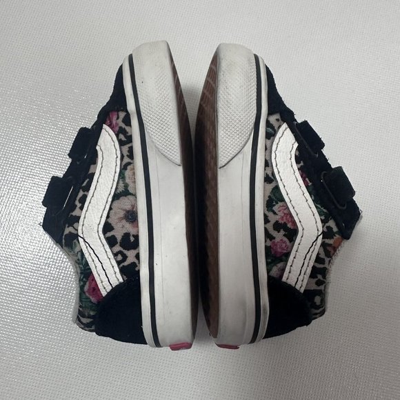 Vans Off The Wall Shoes Girls Toddler 3.5 Suede Cheetah Floral Print Sneakers - Picture 5 of 10
